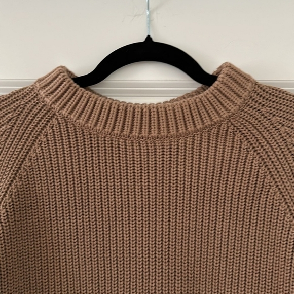 Jenni Kayne Oversized Cotton Fisherman Sweater Beachwood Tan Brown XXS/XS EUC! - Picture 5 of 7